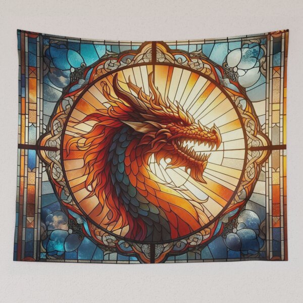 Item preview, Orange Stained Glass Dragon designed and sold by FairytalePress.