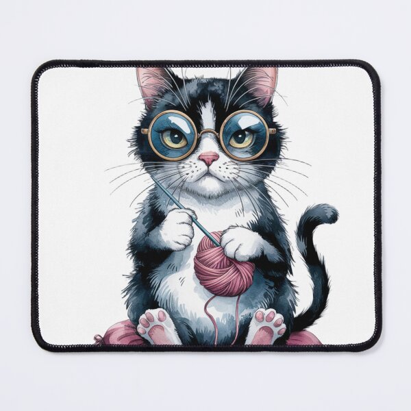 Item preview, Tuxedo Kitten Crochet Cat wearing Glasses designed and sold by JediKittenWars.