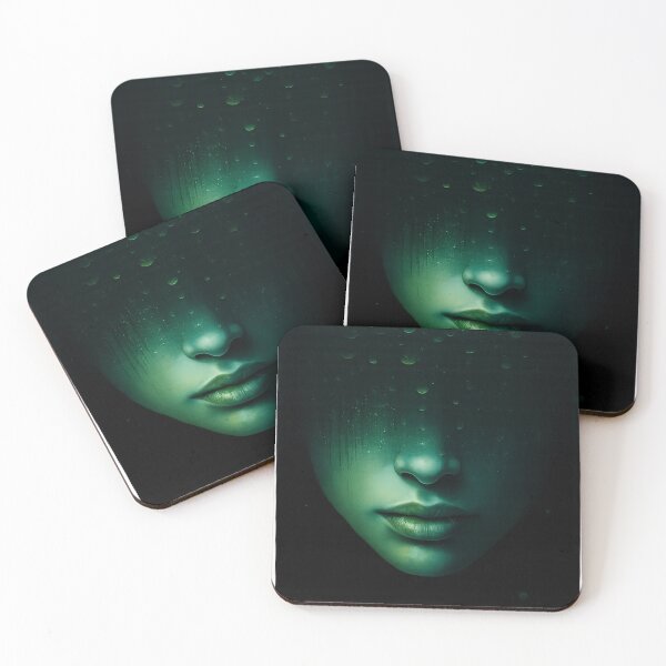 Item preview, Disappear – Neon-Noir Portrait in Turquoise | Surreal Dark Aesthetic designed and sold by Bernd Friese.