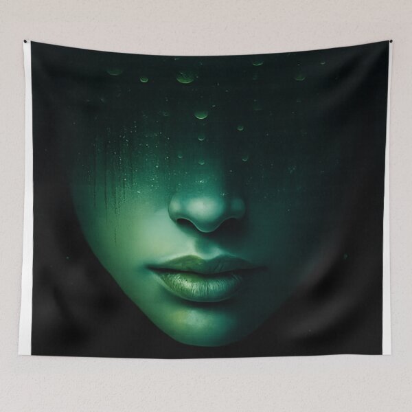 Item preview, Disappear – Neon-Noir Portrait in Turquoise | Surreal Dark Aesthetic designed and sold by Bernd Friese.