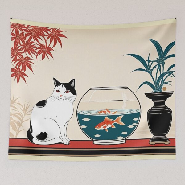 Item preview, Curious Cat and the Goldfish Bowl designed and sold by LEO'S CREATURE　れおずくりーちゃー.