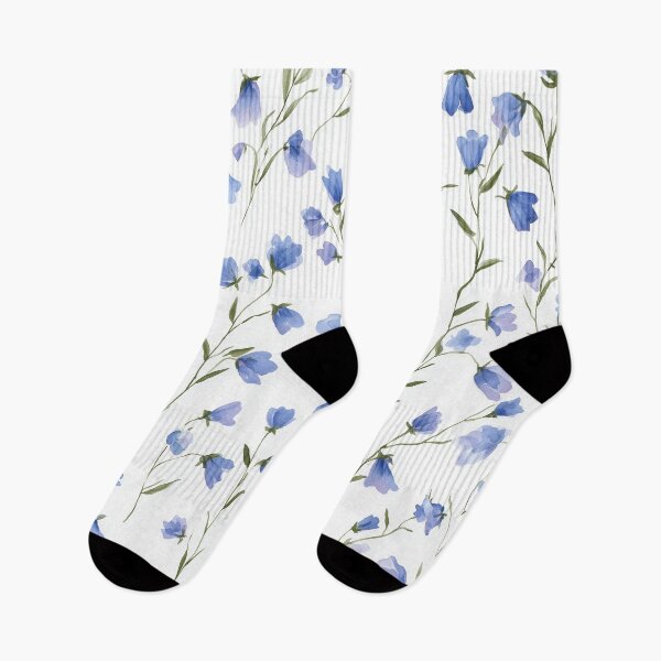Item preview, Watercolor Bluebell Flower Pattern with Green Leaves designed and sold by solynneart.