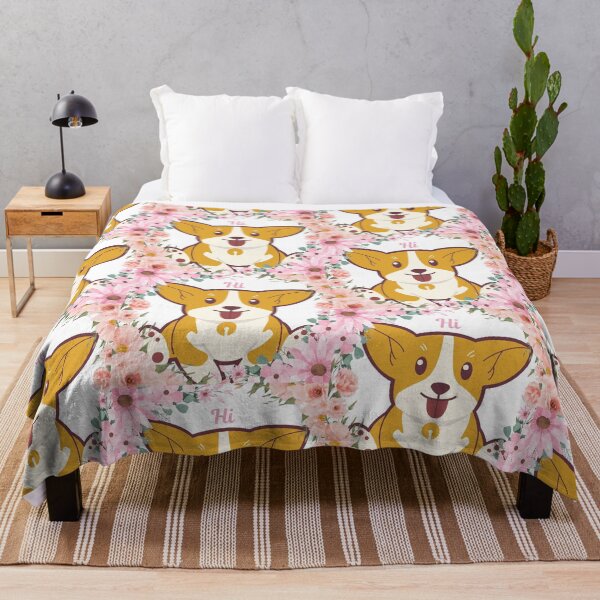 Item preview, Cute Corgi with Flowers Design Pin, Sticker, Magnet, Shirt, etc. designed and sold by eggface.sandwich.