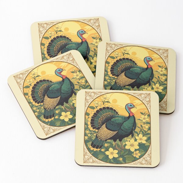 Item preview, Game Bird Wild Turkey And Jasmine Flowers Illustration designed and sold by taiche.