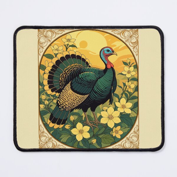 Item preview, Game Bird Wild Turkey And Jasmine Flowers Illustration designed and sold by taiche.