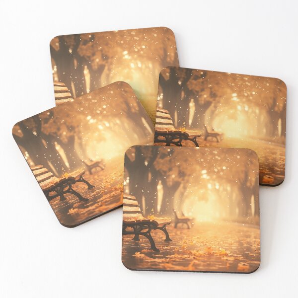 Item preview, Illustration of an autumn branches, fallen leaves and a bench designed and sold by GoxyVision.
