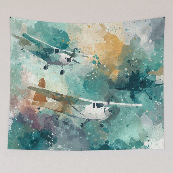 Artikelvorschau, Aquarellflugzeuge im Flug – Künstlerisches Luftfahrtdesign entworfen und verkauft von solynneart.