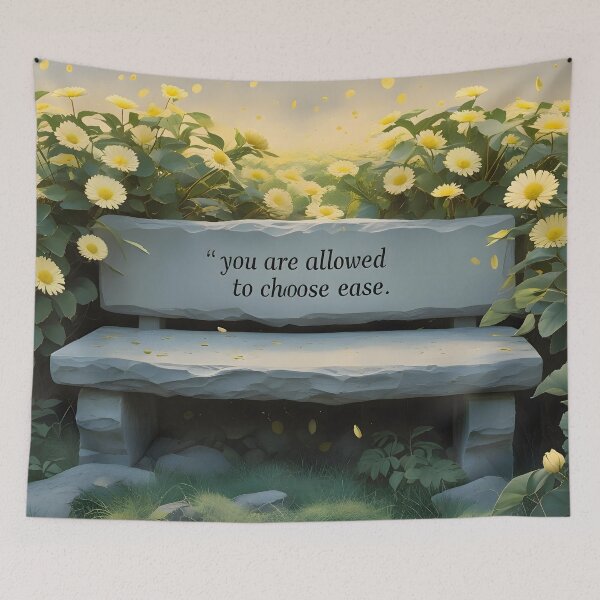 Item preview, You Are Allowed To Choose Ease, Surreal Botanical Sketch, Affirmation Art With Golden Shrub Daisy Flowers designed and sold by MoMidoStore.