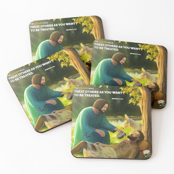 Item preview, Good Samaritan Art Print - Golden Rule Biblical Wall Decor (Luke 10:25-37, Matthew 7:12), Compassion in Action Painting designed and sold by BhupiVision.