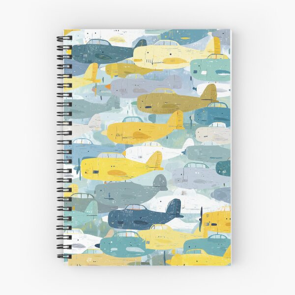 Item preview, Retro Airplanes Watercolor Pattern – Aviation Design in Blue & Yellow designed and sold by solynneart.