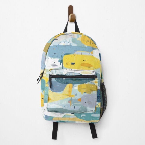 Item preview, Retro Airplanes Watercolor Pattern – Aviation Design in Blue & Yellow designed and sold by solynneart.