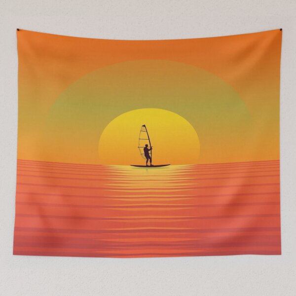 Item preview, Vintage Windsurf Poster T-shirt - Retro Sunset Summer Surf Silhouette. designed and sold by Ralek.