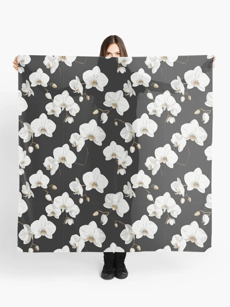 Elegant White Orchids Scarf