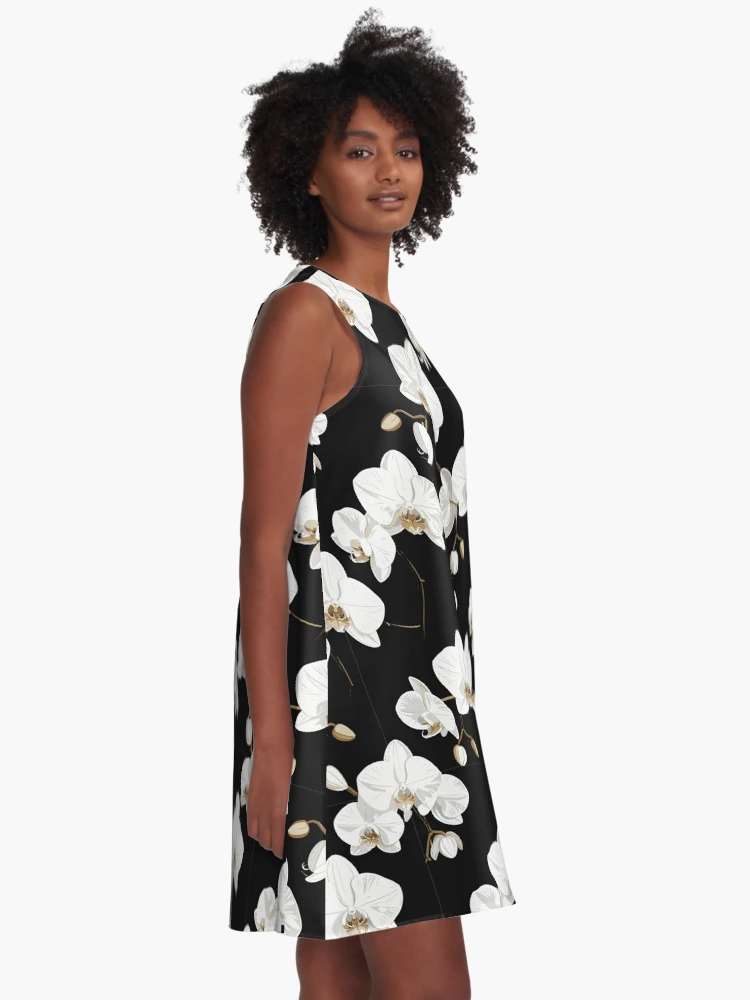 Elegant White Orchids A-Line Dress image 2