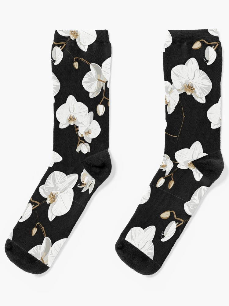 Elegant White Orchids Socks