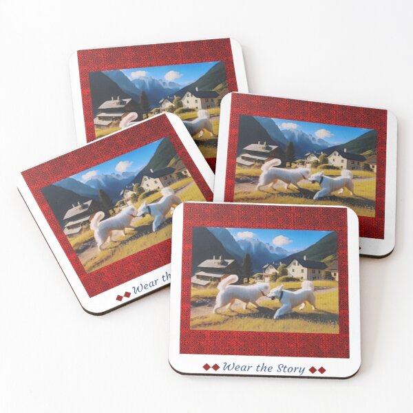 Item preview, Wear the Story – Dogs Playing in Nature with Red Tribal Pattern designed and sold by PimTribe.