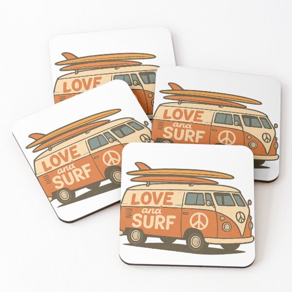 Item preview, Love and Surf Retro Van with Surfboards Design designed and sold by haitrieuic96.