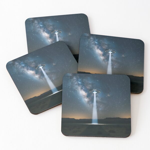 Item preview, Desert UFO – Cinematic Night Sky Alien Abduction Over Milky Way | Illustration designed and sold by Pineapple And Cherries.