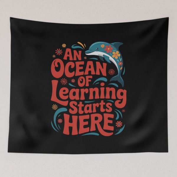 Item preview, An Ocean Of Learning Starts Here Cute Floral Dolphin Teacher designed and sold by BakeryDozen.