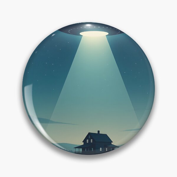 Item preview, OVNI azulado: Abducción extraterrestre cinematográfica en el cielo nocturno sobre una granja en la colina | Ilustración designed and sold by Pineapple And Cherries.