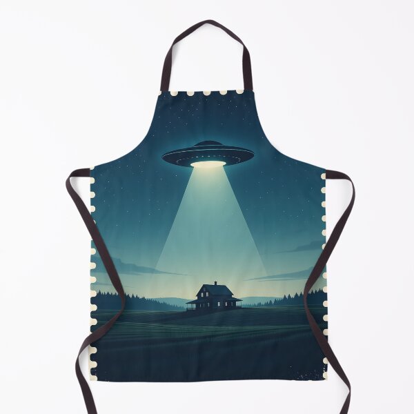 Item preview, Blue-Tinted UFO – Cinematic Night Sky Alien Abduction Over Farmhouse on Hill | Illustration designed and sold by Pineapple And Cherries.