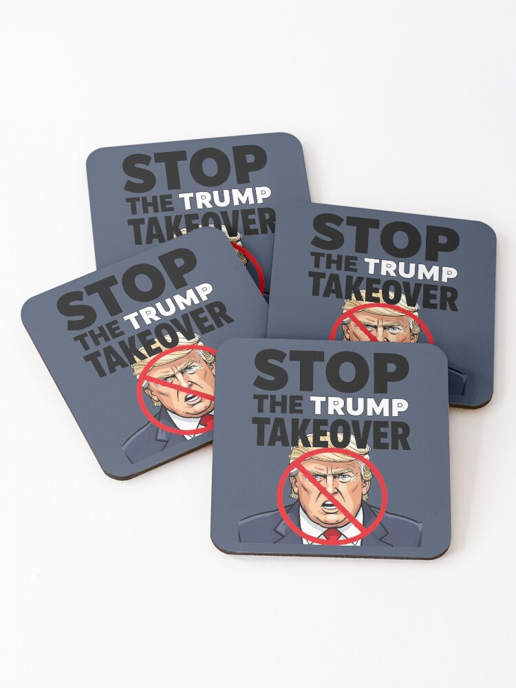 Thumbnail 1 of 5, Coasters (Set of 4), Stop The Trump Takeover designed and sold by HowToCanadian.