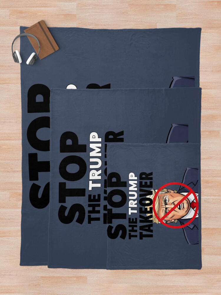 Thumbnail 5 of 6, Throw Blanket, Stop The Trump Takeover  designed and sold by HowToCanadian.