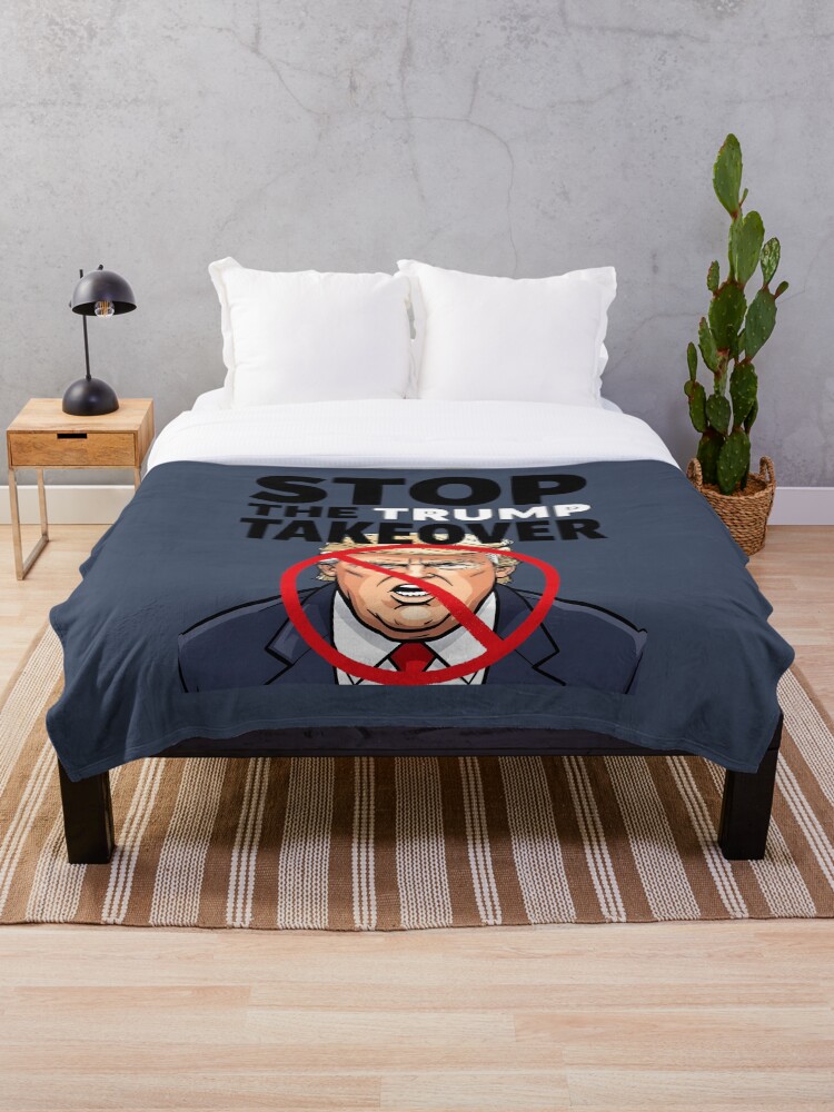 Thumbnail 1 of 6, Throw Blanket, Stop The Trump Takeover  designed and sold by HowToCanadian.