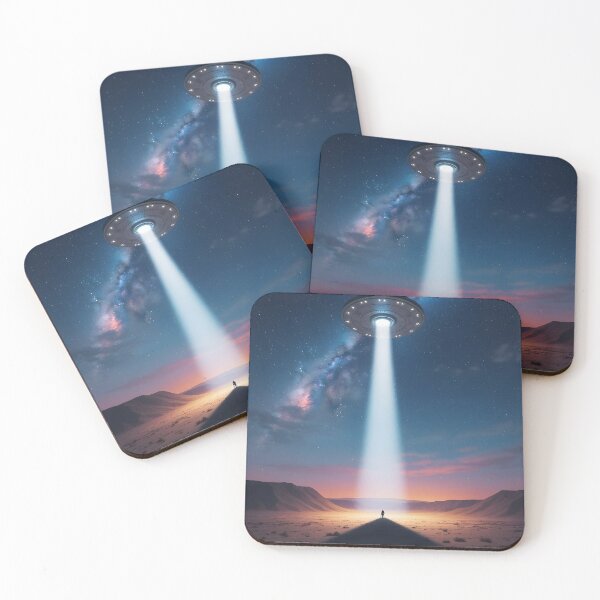 Item preview, Colorful Dark UFO – Cinematic Night Sky Alien Abduction in Desert | Illustration designed and sold by Pineapple And Cherries.