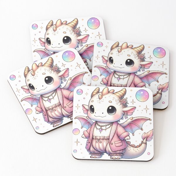 Item preview, Kawaii Dragon in Pink Outfit – Adorable Illustration designed and sold by Nellhya.