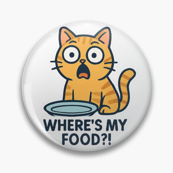 Artikelvorschau, Hungrige Katze verlangt Abendessen - Lustiger Cartoon Sticker entworfen und verkauft von PixeloraStudio.