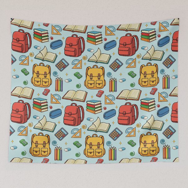 Item preview, School Supplies Pattern On Blue designed and sold by Ayesha Saleem.