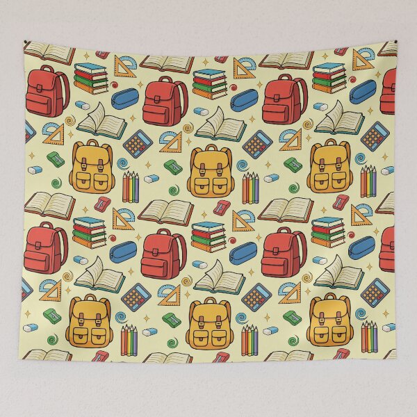 Item preview, School Supplies Pattern On Yellow designed and sold by Ayesha Saleem.