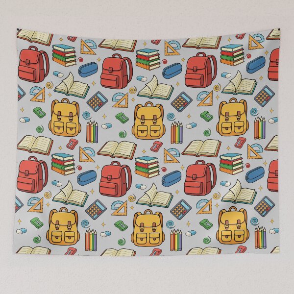 Item preview, School Supplies Pattern On Grey designed and sold by Ayesha Saleem.