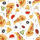 Pizza Seamless Pattern Colorful Food Illustration Canvas Print By Julkapulka Redbubble