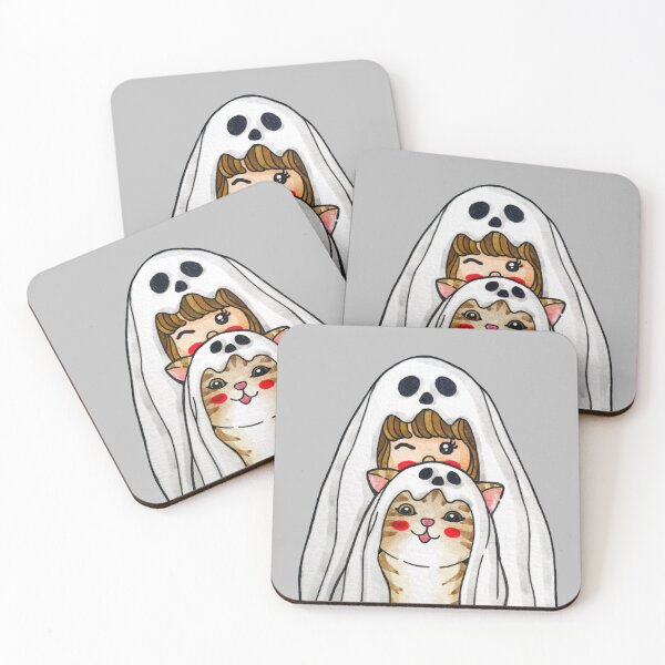 Item preview, Cute Halloween Girl with Ghost Cat Cloak designed and sold by PangmulCartoon.