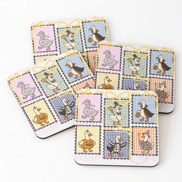Item preview, Cute Goose Halloween Stamps Design with Preppy Ribbon Bow, Funny Spooky Goose Aesthetic, Whimsical Coquette Holiday designed and sold by Windmill Wildflowers.