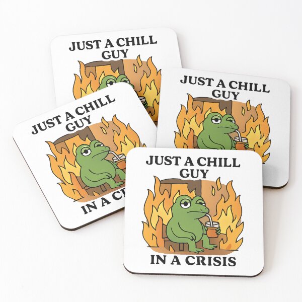 Item preview, Just a Chill Guy in a Crisis – Funny Frog Meme Sticker designed and sold by PixeloraStudio.