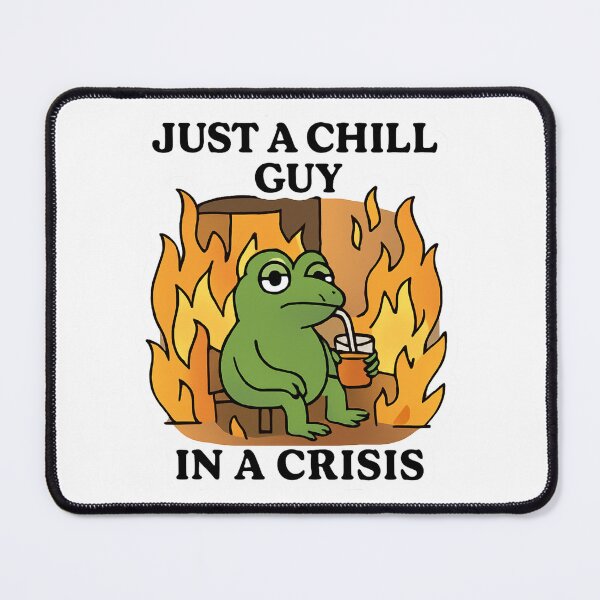 Item preview, Just a Chill Guy in a Crisis – Funny Frog Meme Sticker designed and sold by PixeloraStudio.
