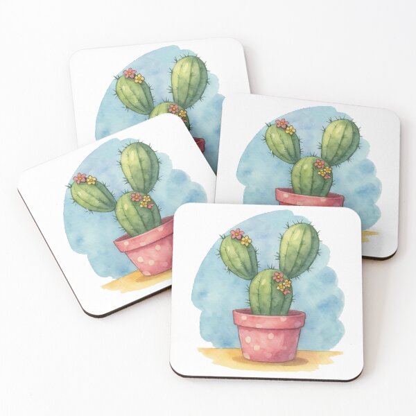 Item preview, Cute Watercolor Cactus in Pink Pot – Adorable Plant Illustration designed and sold by Minimochi Art.