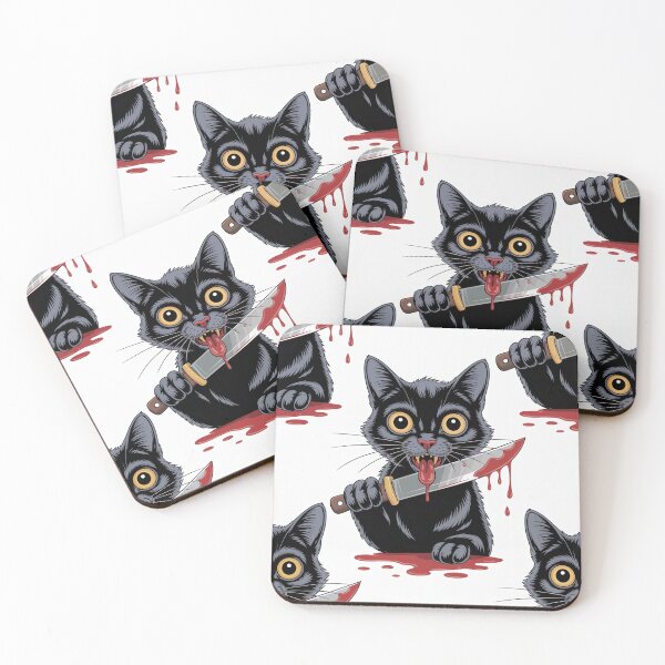Item preview, Murderous Cat with Knife - Creepy Cute Killer Cat Pattern designed and sold by YourSocialBae.