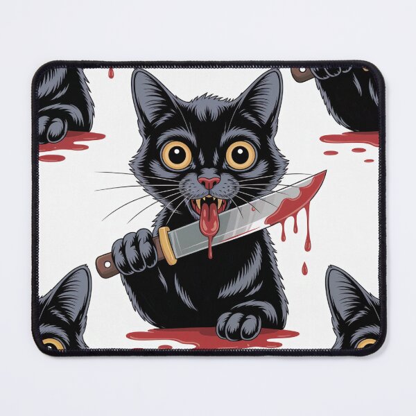 Item preview, Murderous Cat with Knife - Creepy Cute Killer Cat Pattern designed and sold by YourSocialBae.