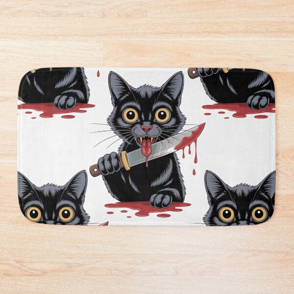 Item preview, Murderous Cat with Knife - Creepy Cute Killer Cat Pattern designed and sold by YourSocialBae.