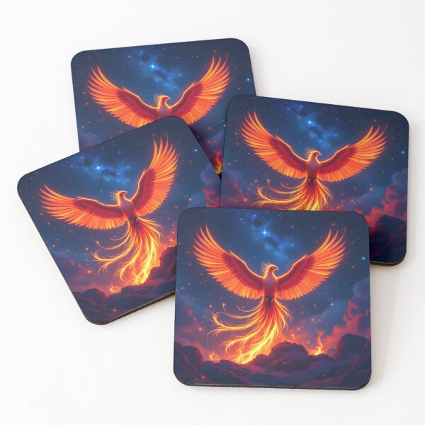 Item preview, Cosmic Phoenix Rising – Neon Firebird of Rebirth designed and sold by artmanikin.