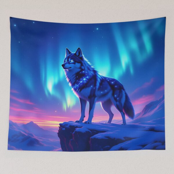 Item preview, Aurora Cosmic Wolf – Starlit Spirit Guardian designed and sold by artmanikin.