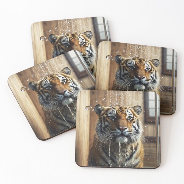 Item preview, Tiger Standing Under Rustic Cabin Shower designed and sold by vk09.