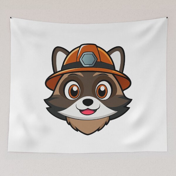 Item preview, Cheerful Cartoon Raccoon Miner with Helmet. designed and sold by GregorySmithRed.
