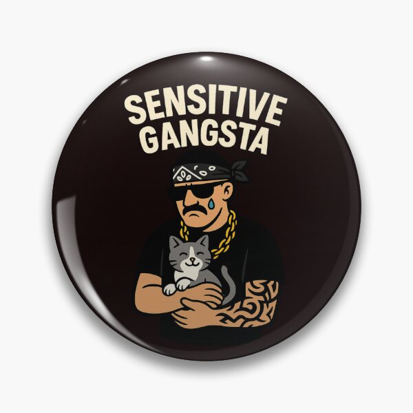 Item preview, Sensitive Gangsta | Funny Cool Gangster with Cat – Urban Cartoon Art for Streetwear Fans designed and sold by FrameFlow.