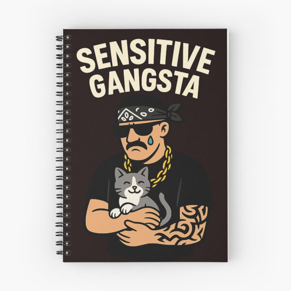 Item preview, Sensitive Gangsta | Funny Cool Gangster with Cat – Urban Cartoon Art for Streetwear Fans designed and sold by FrameFlow.