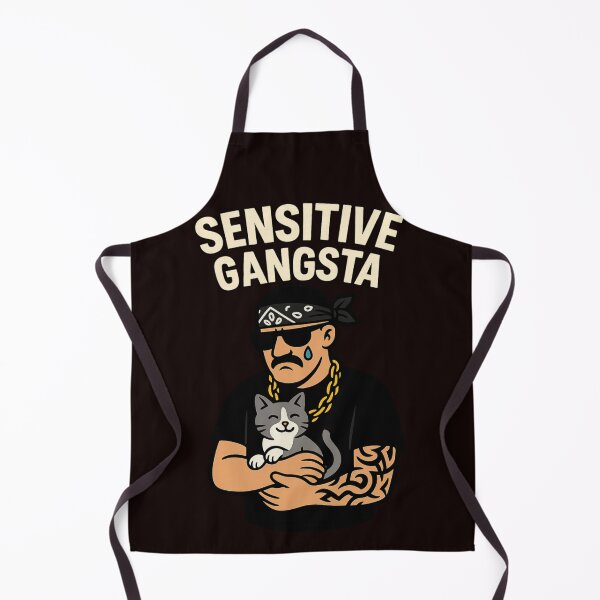 Item preview, Sensitive Gangsta | Funny Cool Gangster with Cat – Urban Cartoon Art for Streetwear Fans designed and sold by FrameFlow.